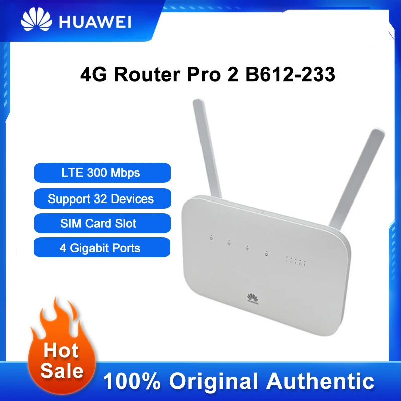 Unlocked Huawei Router Pro 2 B612-233 4G LTE Cat 6 300Mbs WiFi Repeater With Sim Card Slot Support 32 Devices Signal Amplifier