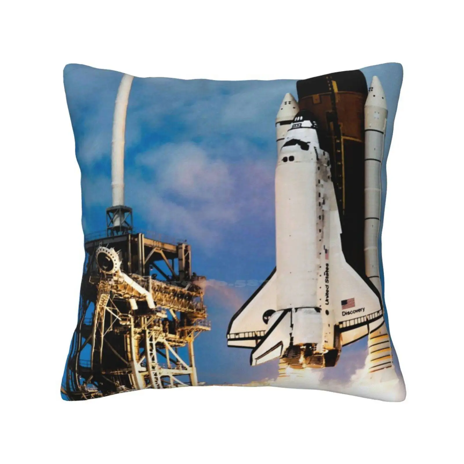 The Space Shuttle Discovery Launch Funny Cute Decor Square Pillowcase Space Shuttle Discovery Launch Space Shuttle Discovery