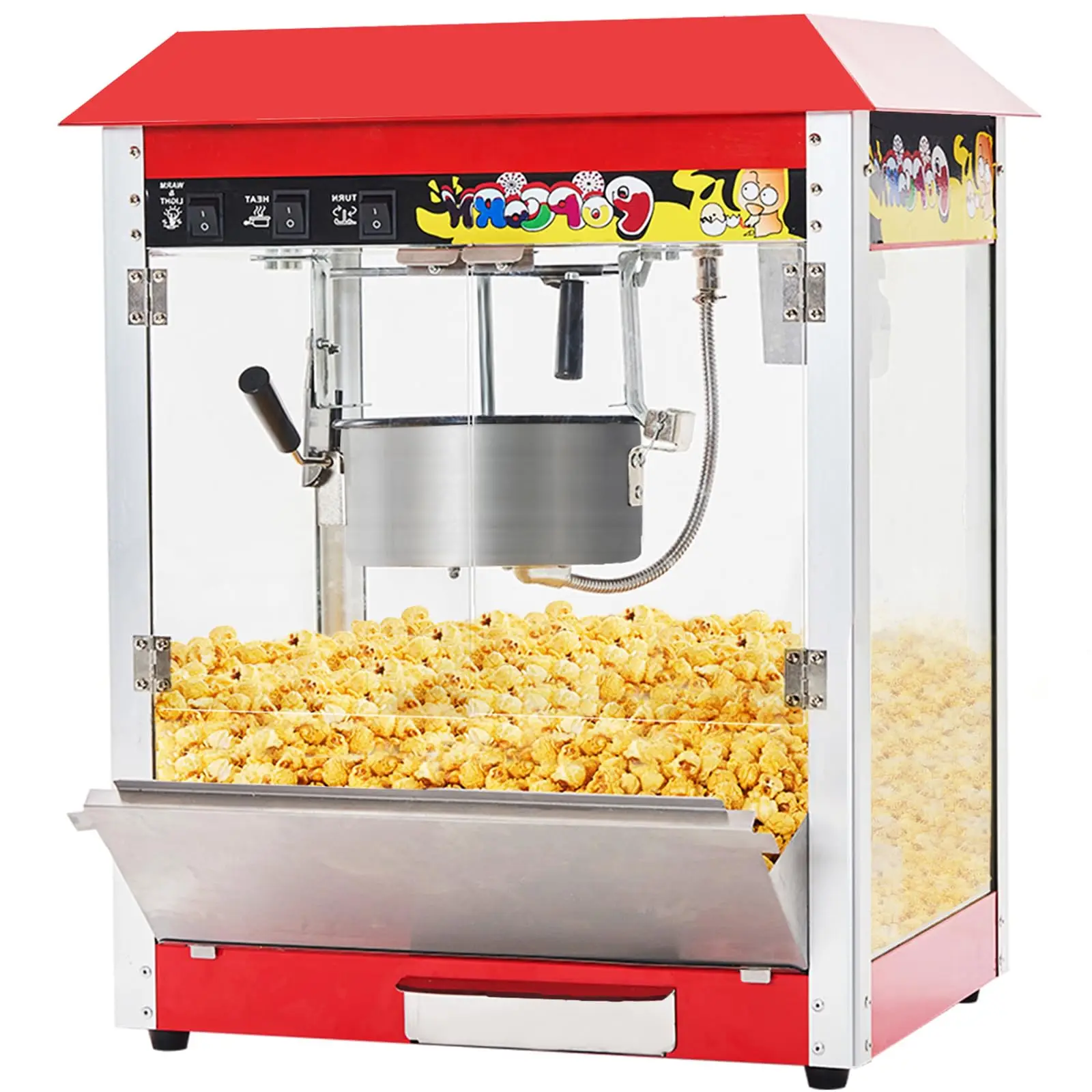 1 Pc Commercial Popcorn Machine 10 Oz Kettle 1300W Countertop Popcorn Maker Movie Theater Popcorn Popper with 3-Switch Control