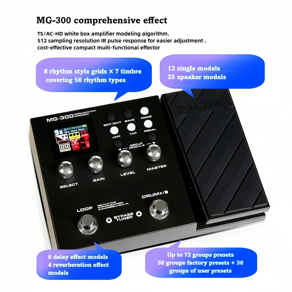 Jelo NUX MG-300 All-in-One Portable Digital Guitar Effects Pedal Metal Multi-Effects for Stringed Instruments Wholesale