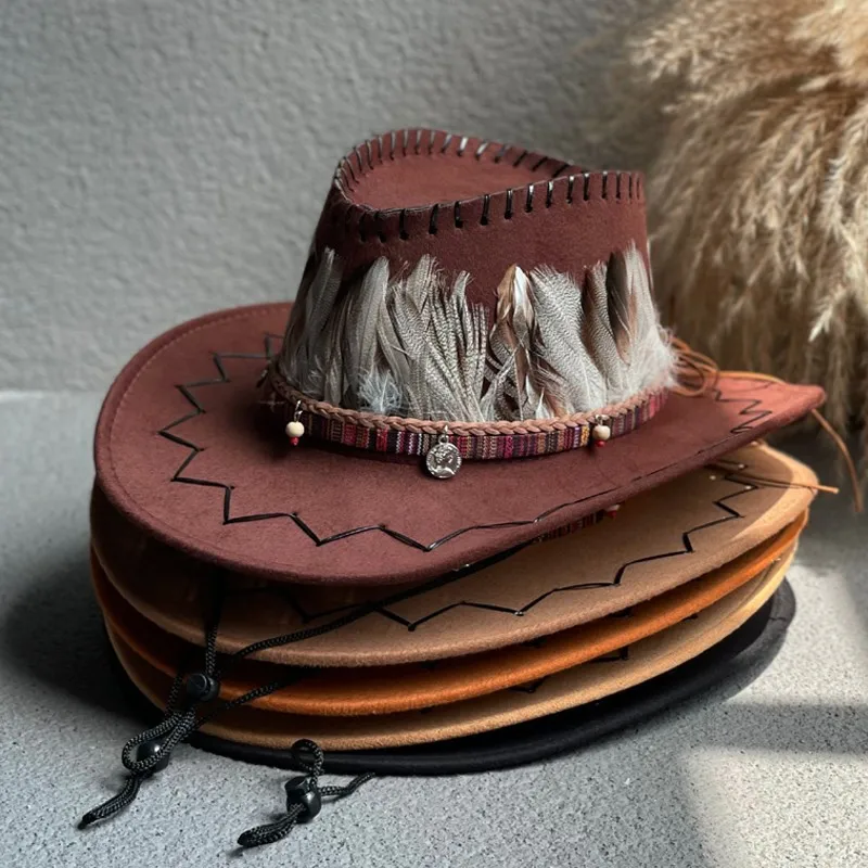 

56-58cm Western Cowboy Hat Male Female Spring Autumn Sunshade Large Jazz Hats