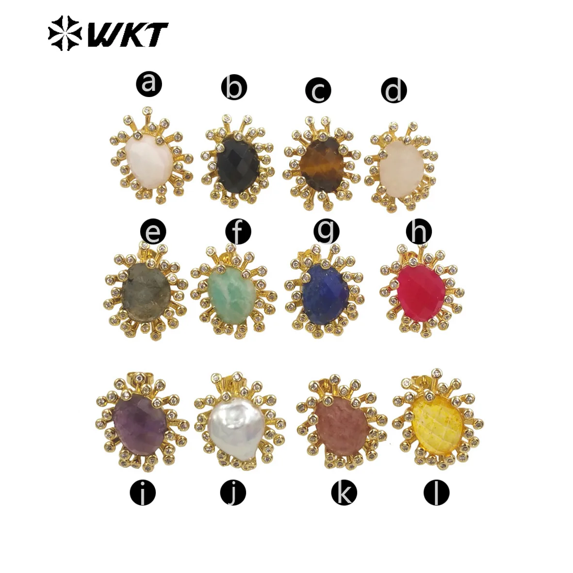 WT-ME092 Hot Selling Multi-Color Coral Shape Selection Micro-Inlay Retro for Women Commuter Decoration Earrings