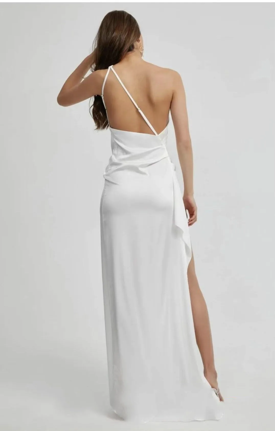 Frauen Schulter Hohe Split Geraffte Sexy Maxi Lange Kleid Sommer Damen Ärmellose Ausgestattet Cocktail Hochzeit Gast Party Kleider