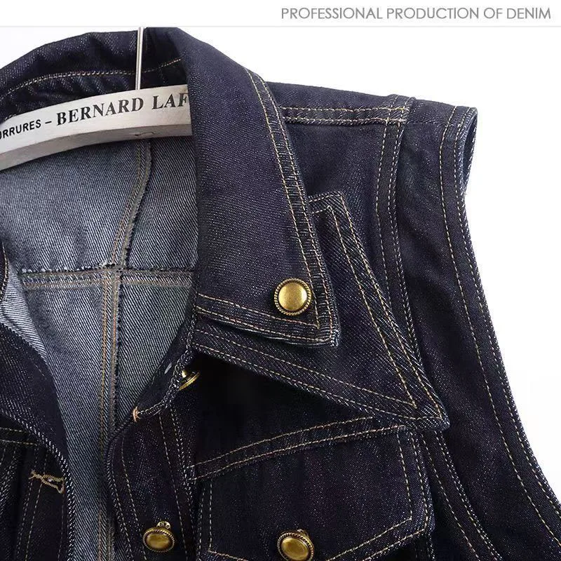 Signore primavera e autunno nuovo design unico gilet di jeans gilet corto senza maniche da donna top gilet moda casual gilet di jeans Voat