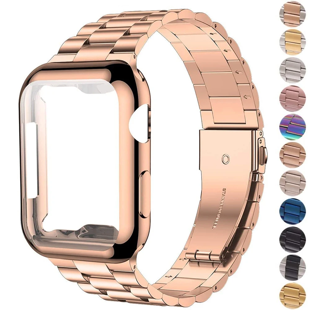 

Case+Strap For iWatch Band 38mm 42mm 41 Stainless Steel Metal Bracelet For Apple Watch 7 45MM 44mm 40mm SE Series 8 6 5 4 Band