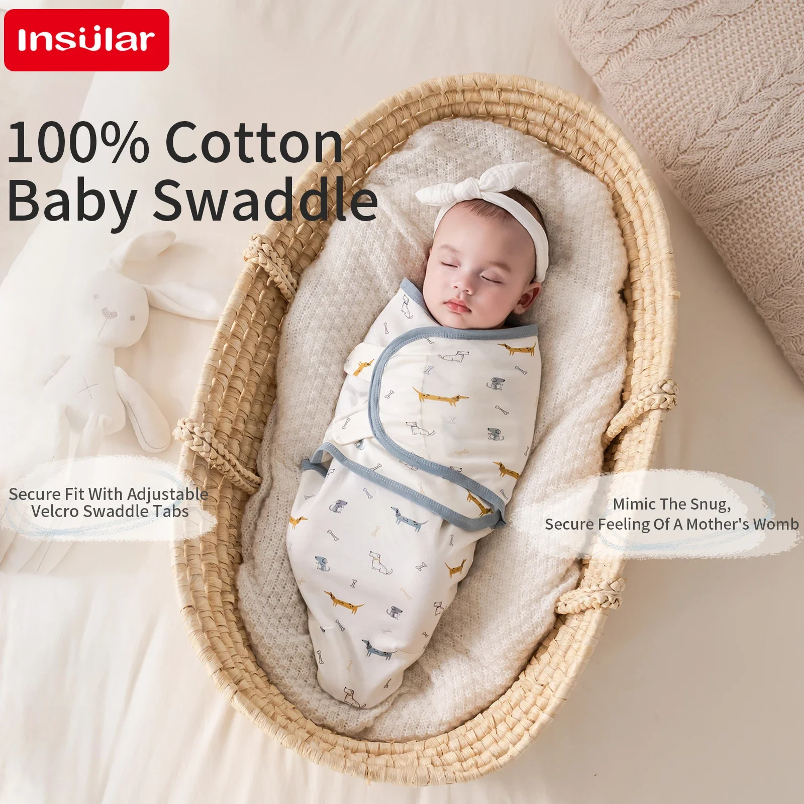 INSULAR Newborn Soft SleepSack Cotton Baby Anti-startle Sleeping Bags Infant Hugging Blanket Infant Anti-kick Blanket 3 Pcs/Set