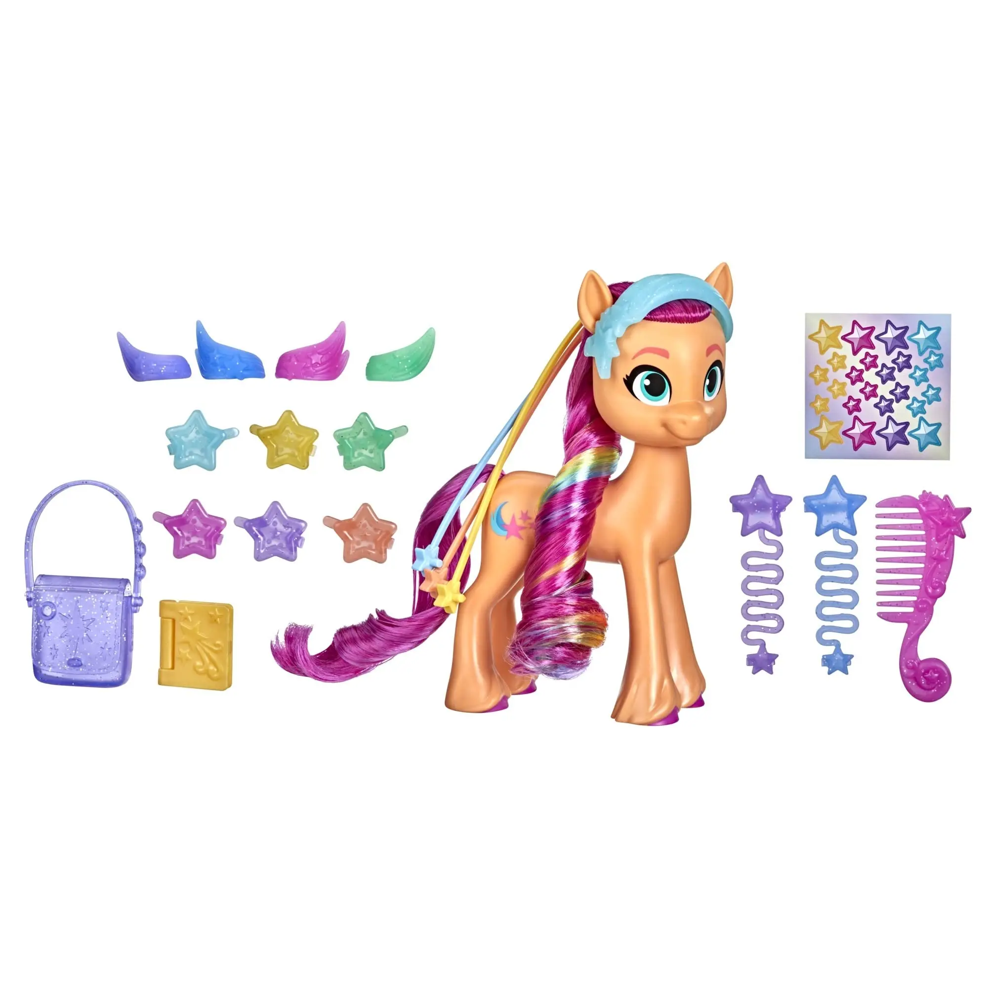 My Little Pony: A New Generation Rainbow Reveal Sunny Starscout 6-Inch Orange Pony Toy with Surprise Rainbow Braid Girls Toys