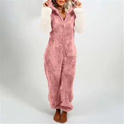 2023 Fashion Onesies Fleece Sleepwear Overall Plus Size Hood Sets Pajamas for Women Adult for Winter Warm Pyjamas Women S-5XL