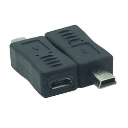 Czarny Micro USB żeńskie do Mini USB męski Adapter Adapter konwertera ładowarki