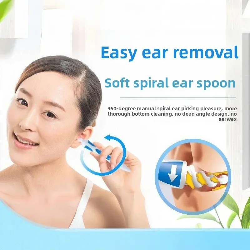 Rotary Screw Ear Wax Remover Tool Ear Cleaner With Soft Silicone 16 Replacement Tips Simply To Grab Extract Earwax New