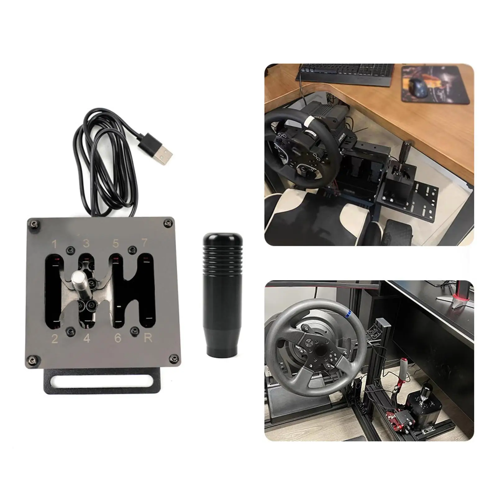 

PC USB Simulator Shifter, Aluminum Alloy, Easy to Install, H Gear Shifter for G29 G27 T300RS Steering Wheel