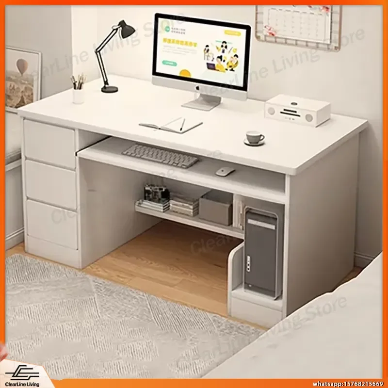 White Large Multi Functional Office Desk with Storage Drawers Study Work Desk for Gaming Computer Table Home Workspace