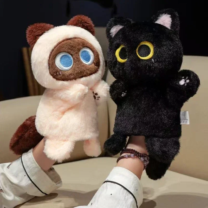 Leuke Kat Handpop Gevulde Pop Zachte Kitty Educatief Baby Speelgoed Simulator Dier Zachte Knuffels Anime Marionet voor Kinderen