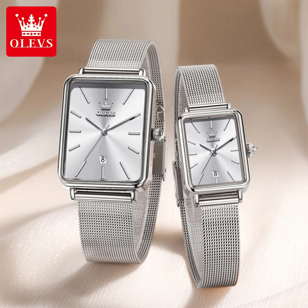 OLEVS 3692 Couple Wristwatches Gifts Box Set for Men Women Fashion Simple Ultra Thin 8mm Original Quartz Watches Waterproof Date