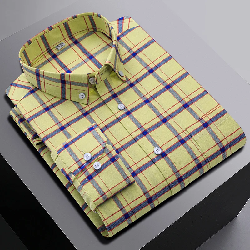 Novità nella camicia ovresize camicie a maniche lunghe in cotone 100% da uomo slim fit camicia formale tinta unita plaid top casual abiti neri firmati