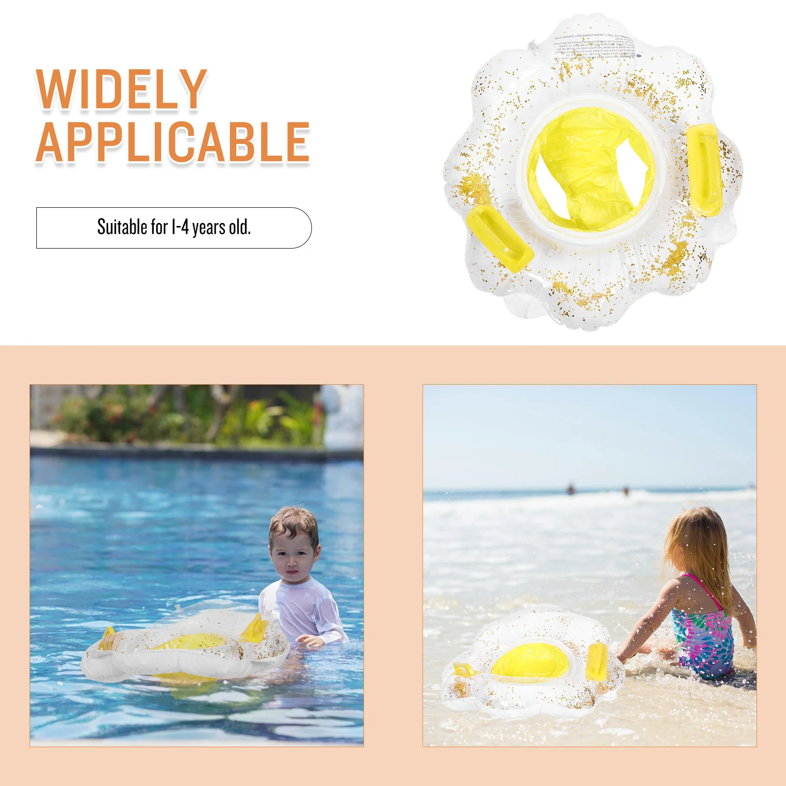 Anel de natação inflável para bebês, assento flutuante reforçado e antiderrapante para piscina de bebês para aprendizagem de natação 1-4