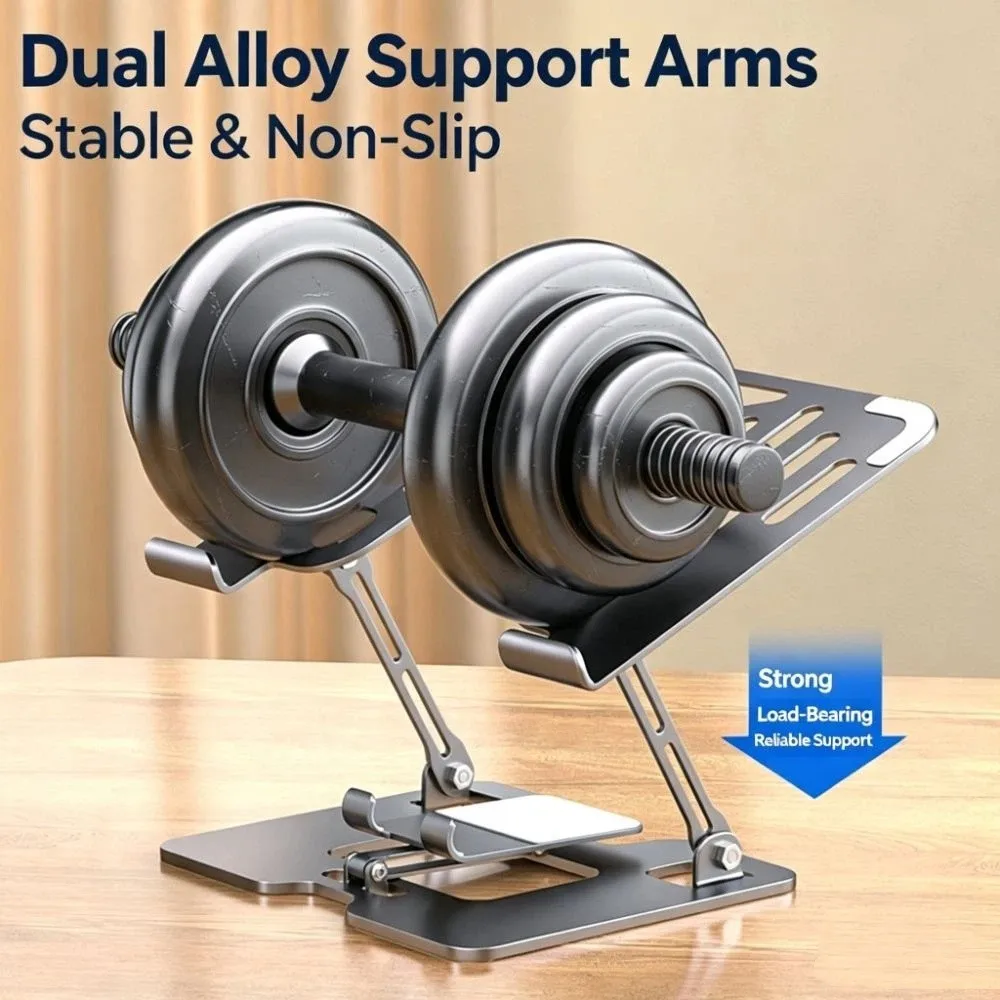2-in-1 Laptop Stand Phone Holder Ergonomic Multifunctional Laptop Cooling Stand Carbon Steel Foldable Notebook Rack Gaming