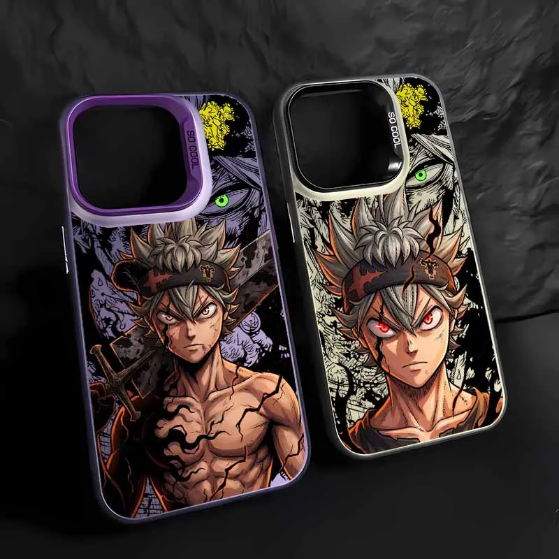 Funda Asta Black Clover para Apple iPhone 17 16E 16 15 14 13 12 mini Pro Max Plus, Carcasa de Silicona Suave, Colorida