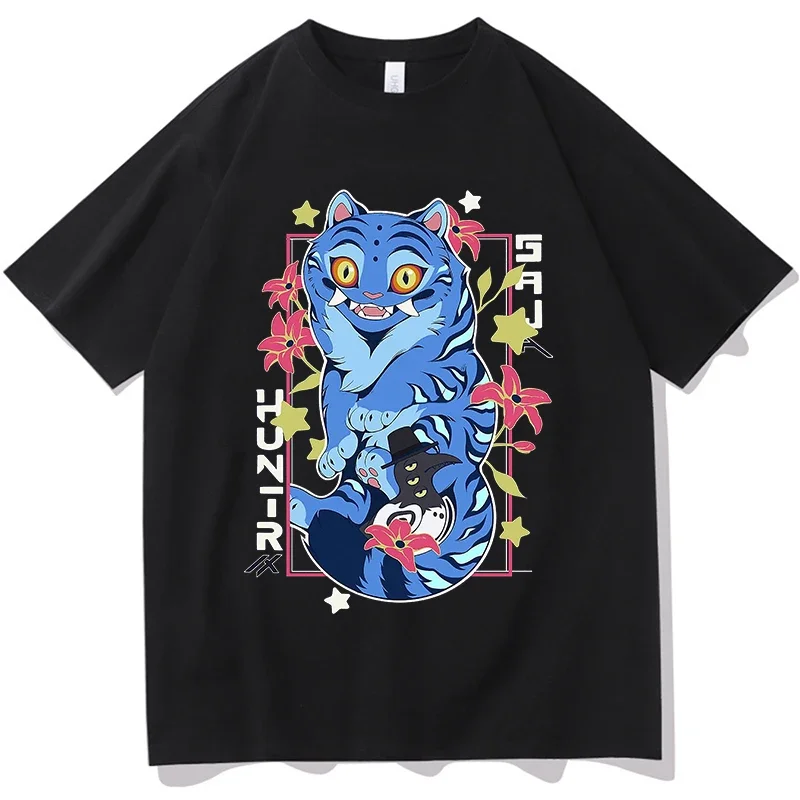 

Street fashion KPop Devil Hunter print T-shirt, summer men's clothing, 100% pure cotton rock hip-hop casual short-sleeved top