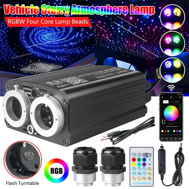 32W Twinkle Dual Port Fiber Optic Star Ceiling Kit z efektem meteorytów APP Car Roof Stars Światłowodowy samochód do oświetlenia sufitowego