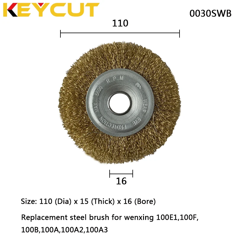 

0030SWB Wire Brush 110x15x16 Compatible with WENXING 100E 100F 100B 100A1 100A2 100A3 Key Machines Locksmith Tools