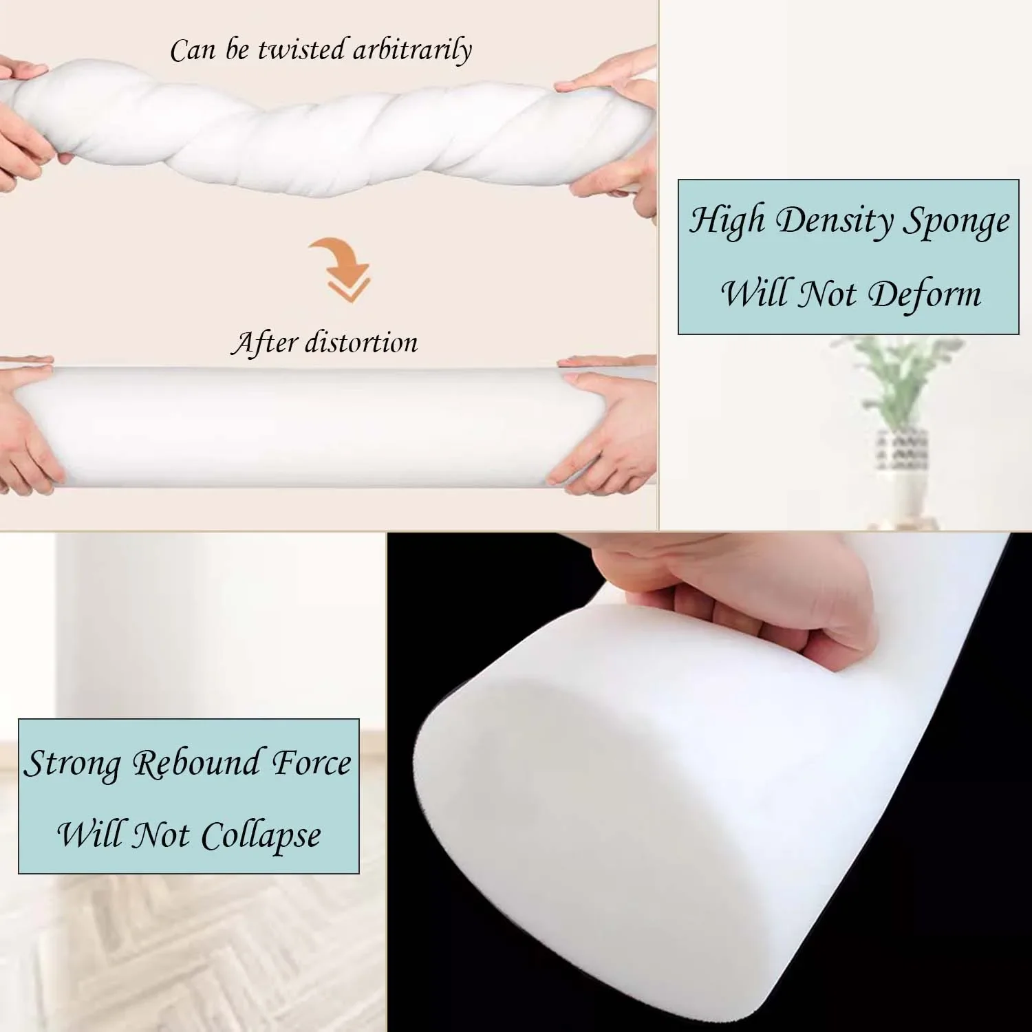 10cm Diameters Linen Cylinder Bolster Pillow with Zipper for Sleeping Neck Pain Relief Side Back Stomach Sleeper for Sofa