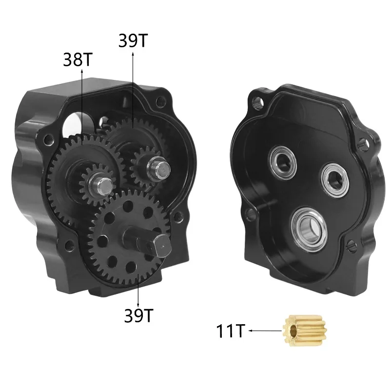 CNC Aluminum Transmission Gearbox Complete Set with Motor Gear for 1/18 Redcat Ascent-18