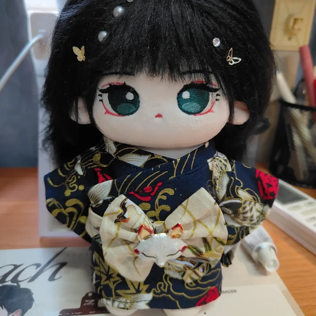 Origin 20cm Doll Clothes Handmade Koi Kimono Japanese Style Outfit Butterfly Wave Knit Costume for Plush Dolls Accessories