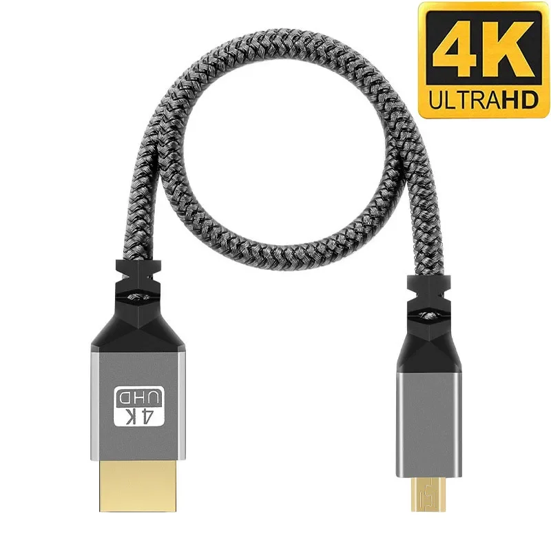 Nylon Braid HD 4K@60HZ V2.0 TPU HD 1080P Compatible Micro MicroHDMI TO HDMI Extension Male to Male Cable For  Camera Projection image 4