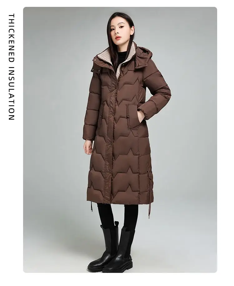 Female Long Down cotton Jacket 2026 Autumn Winter New Fashion Thicken Hooded Coat Women's Windproof Puffer Long Parka Overcoat