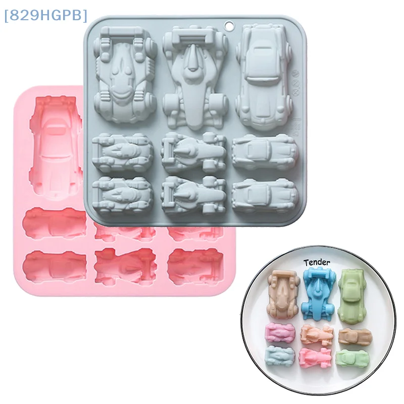 

3D силиконовая форма для гоночного автомобиля - 9-полая желела, шоколада, инструменты для выпечки своими руками для детей - идеально подходит для декора шоколадных тортов, десертов