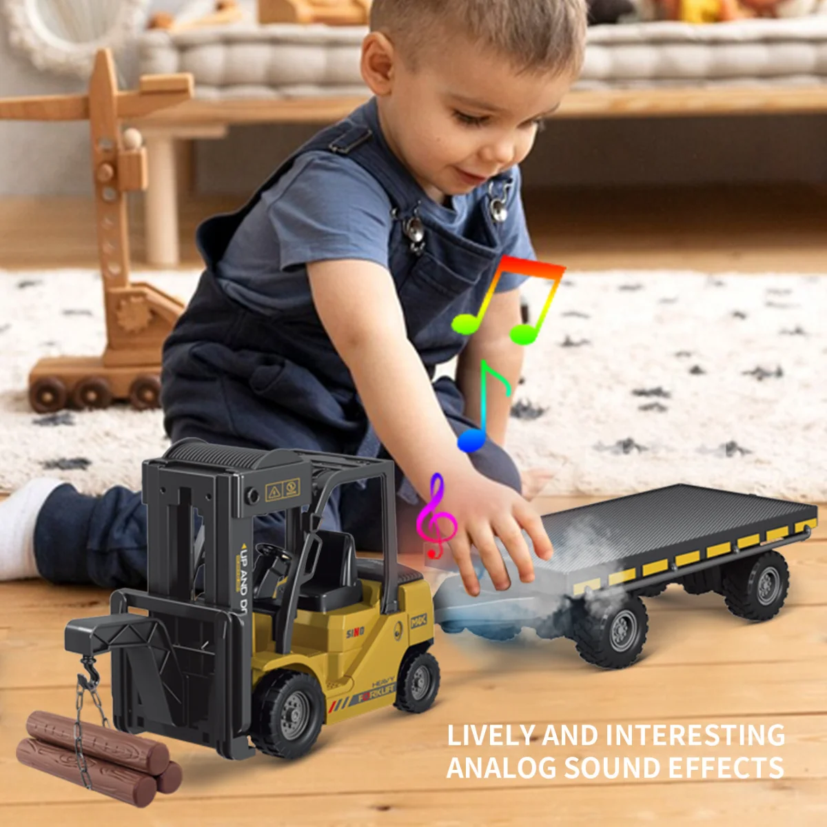 

2.4G Remote Control Car Rc Forklift Truck Engineering Vehicles Cranes Liftable Spray Simulated Sound Toys For Children's Gifts