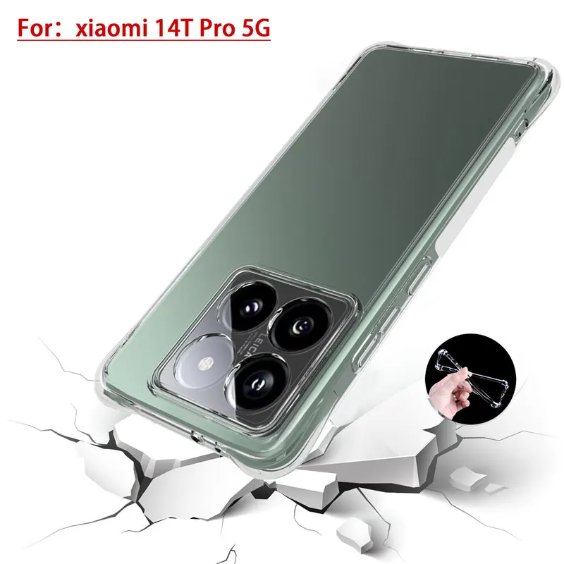 For Xiaomi 14T Pro Case Air Cushion Shockproof Airbag Clear Silicone TPU Back Cover Phone Case for Xiaomi Mi 14TPro Xiaomi14TPro