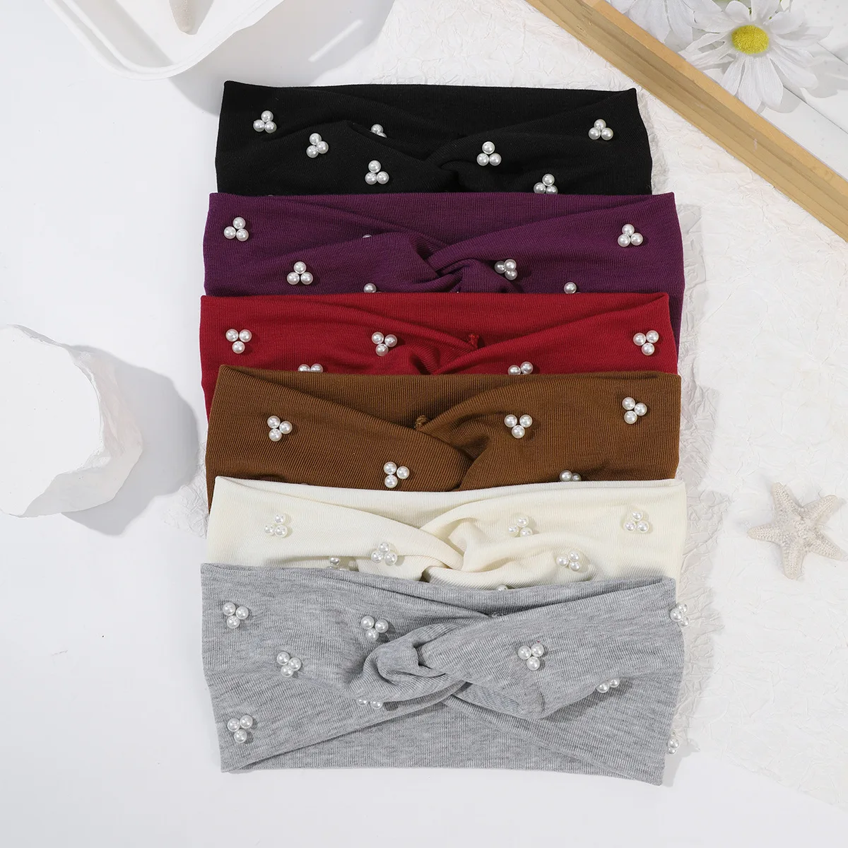 

Повязка для волос с жемчужным крестом, широкая повязка для йоги, аксессуар для умывания лица для женщин и девушек