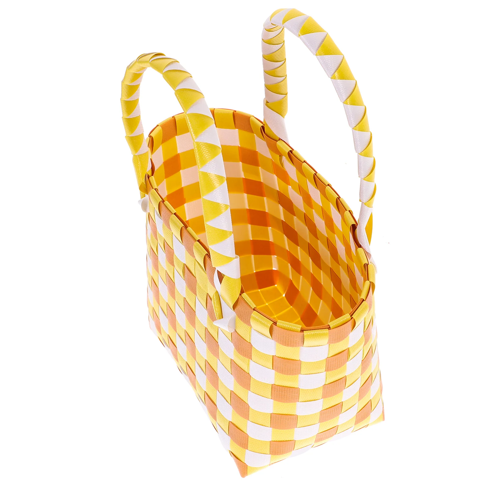 Woven Hand Basket with Handle Small Picnic Costume Rustic Handbag Pvc for Women's Organizer