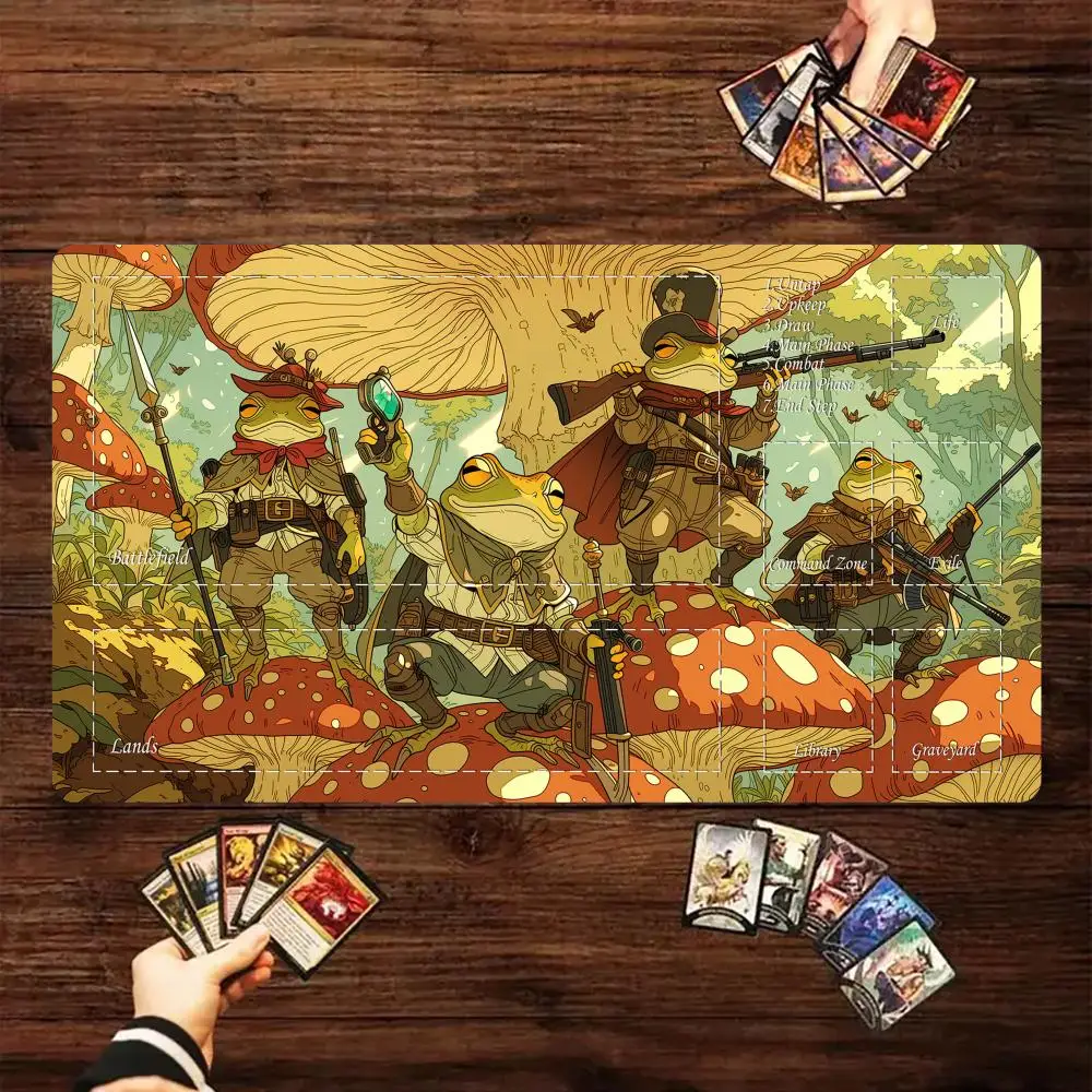 

Игровой коврик для карточных игр в стиле ретро Frog Squad Magic Card Battle Mat MTG, с противоскользящим основанием, 35x60 см, для настольных игр TCG