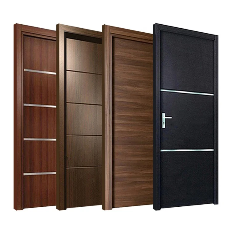 Interior room water proof door design modern home hotel waterproof wpc solid wooden doors with accessories