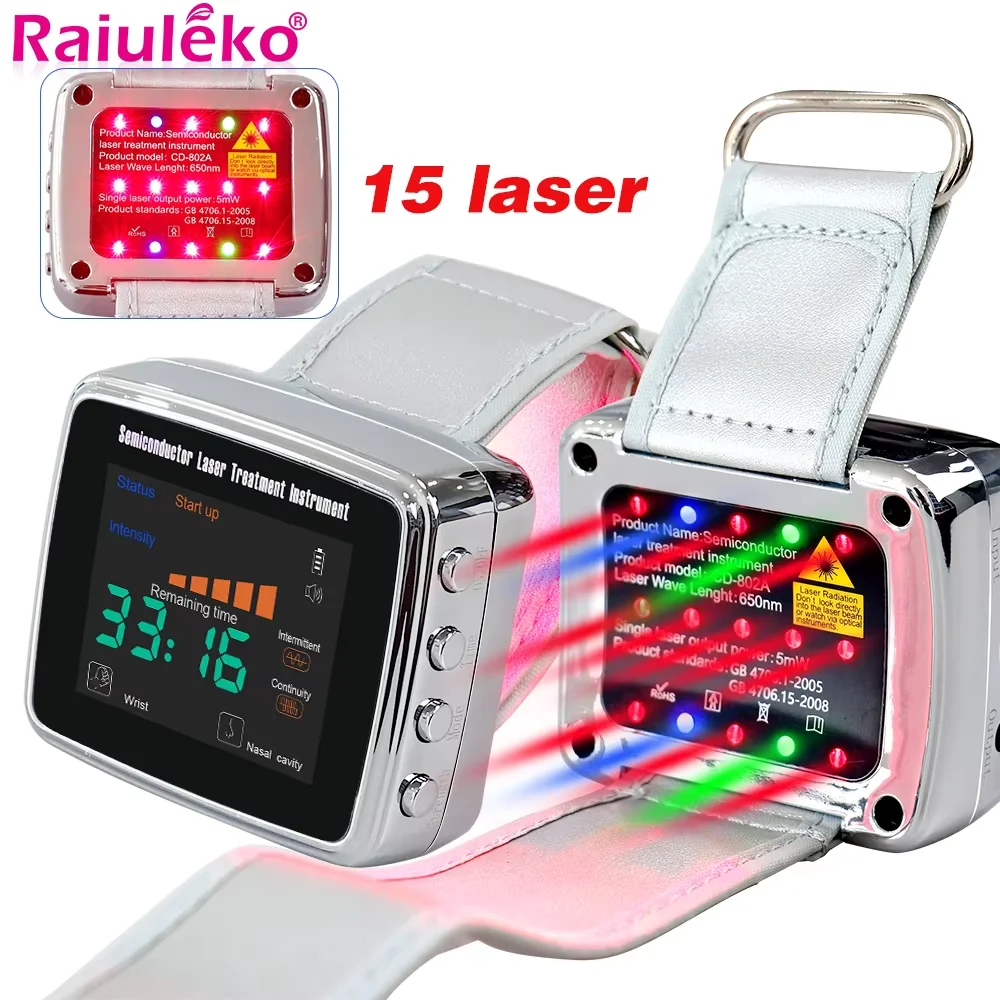 650nm Apparatus Watch 15Holes LLLT Wrist For Hypertension Diabetes Cholesterol Treatment Laser Sinusitis Therapy Diode Watch