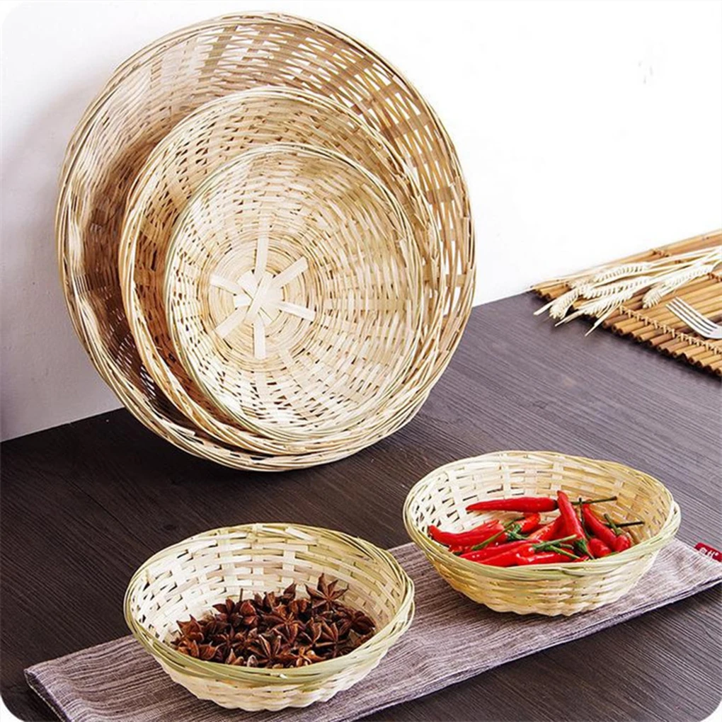 12pcs set Lightweight Handmade Bamboo Fruit Basket - Mesh For Good Ventilation Vegetables Rattan