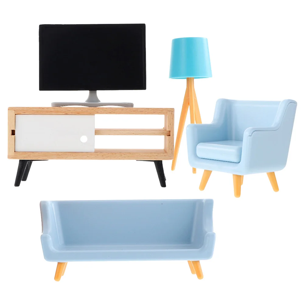 مجموعة واحدة من أثاث غرفة المعيشة المصغر، ديكور صغير رائع، قابل لإعادة الاستخدام، آمن وموثوق، واقعي، ديكورات منزلية صغيرة