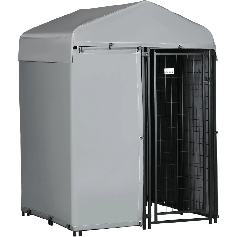 

4' x 4' x 6' Outdoor Dog Kennel with Waterproof Canopy, Removable Windproof Walls, Dog Run Exercise Pen for Small & Medium Dogs