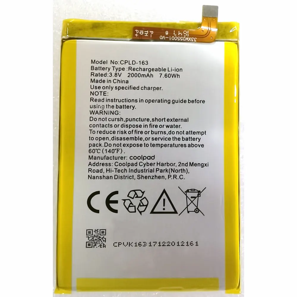 

New CPLD-163 Original Replacement Battery for Coolpad Porto S E570 Mobile Phone