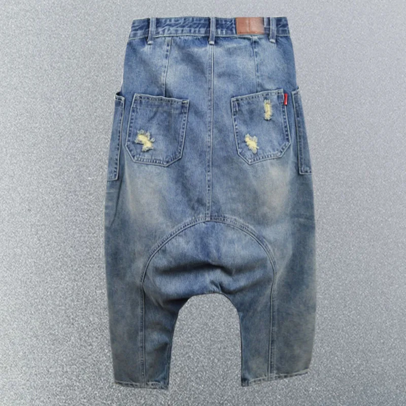 Baggy Denim Cross-Pants Women New BF Style Cowboy Harem pants Female Loose Low drop Crotch Ripped Jeans streetwear