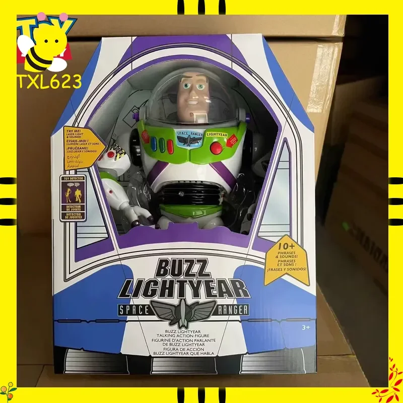 Figura de acción Toy Story Buzz Lightyear, 30cm, activada por sonido, coleccionable con nave espacial, regalo de cumpleaños y Navidad para niños, juguete de escritorio
