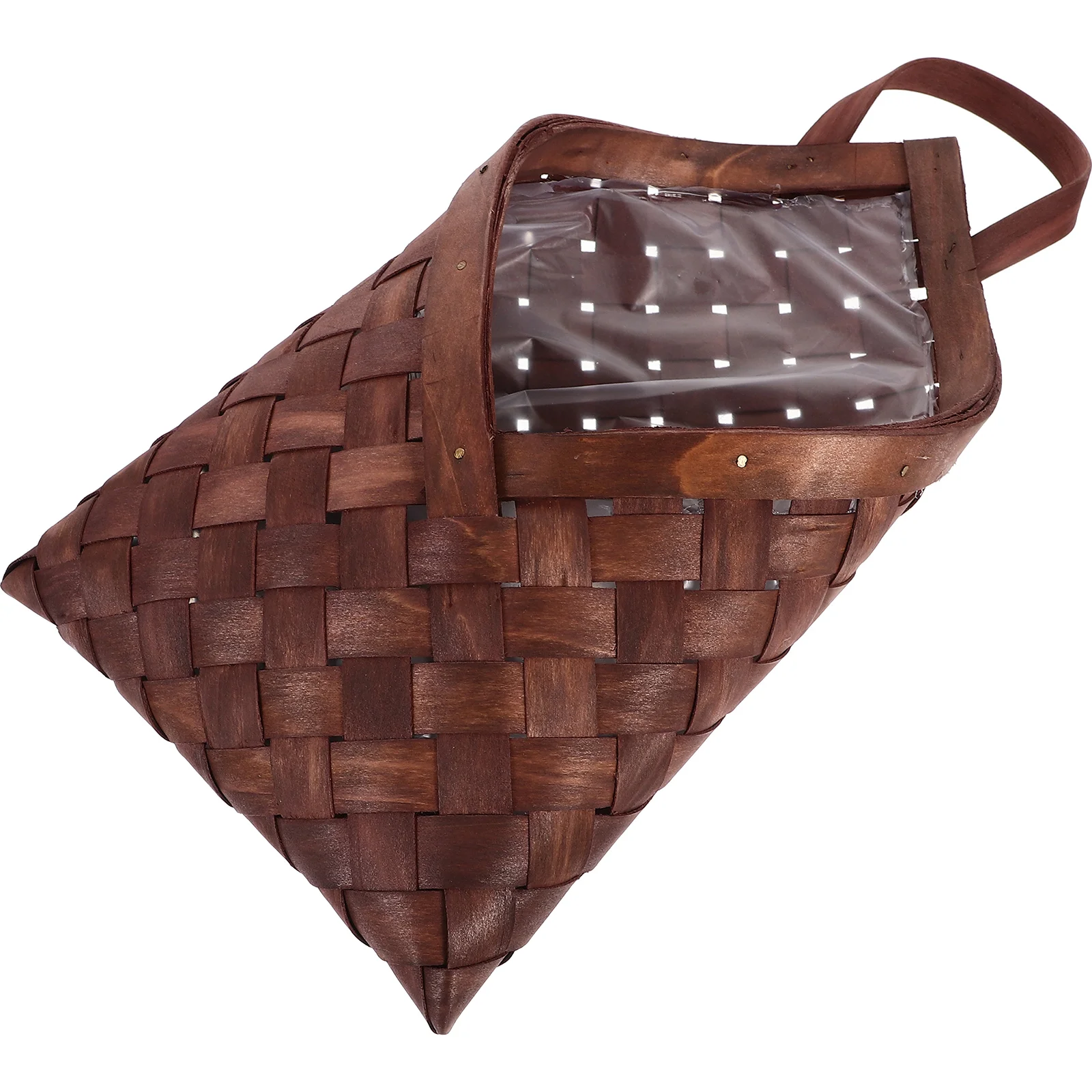 

Rustic Wood Woven Basket Wall Hanging Flower Holder Decorative Organizer Storage for Kitchen Home Wall Hanging Woven Basket