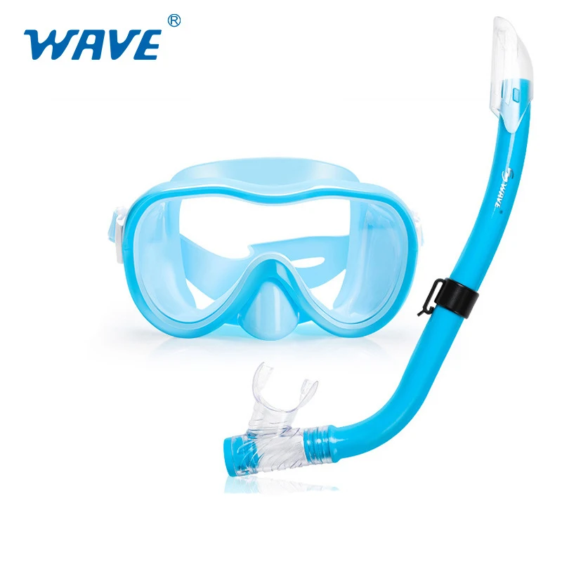 

WAVE Children's Snorkeling Kit Mouthpiece Semi-Dry Snorkel Student Large Frame Diving Goggle Set Diving Swimming Equipment