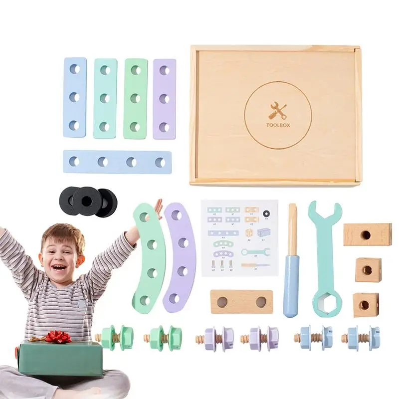 

Educational Montessori Kids Toys Pretend Play Building Block Set Nut Combination DIY Kit Preschool Nut Screw Assembly Simulation