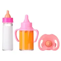 18inch Doll Magic Milk Juice Bottles with Pacifier Bibs fit Newborn Dolls Plastic Nipple Bottle Dollhouse Toys Reborn 3