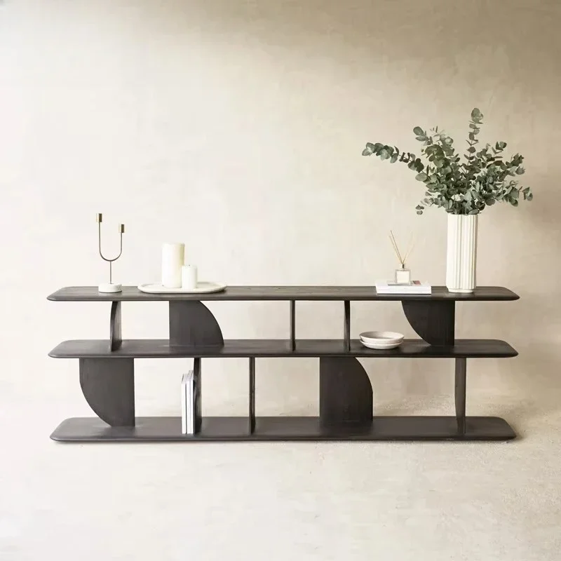 Luxury Decorative House Furniture Wooden 2/5 Floor Geometric Bookshelf Display Storage Sofa Console Bookcase