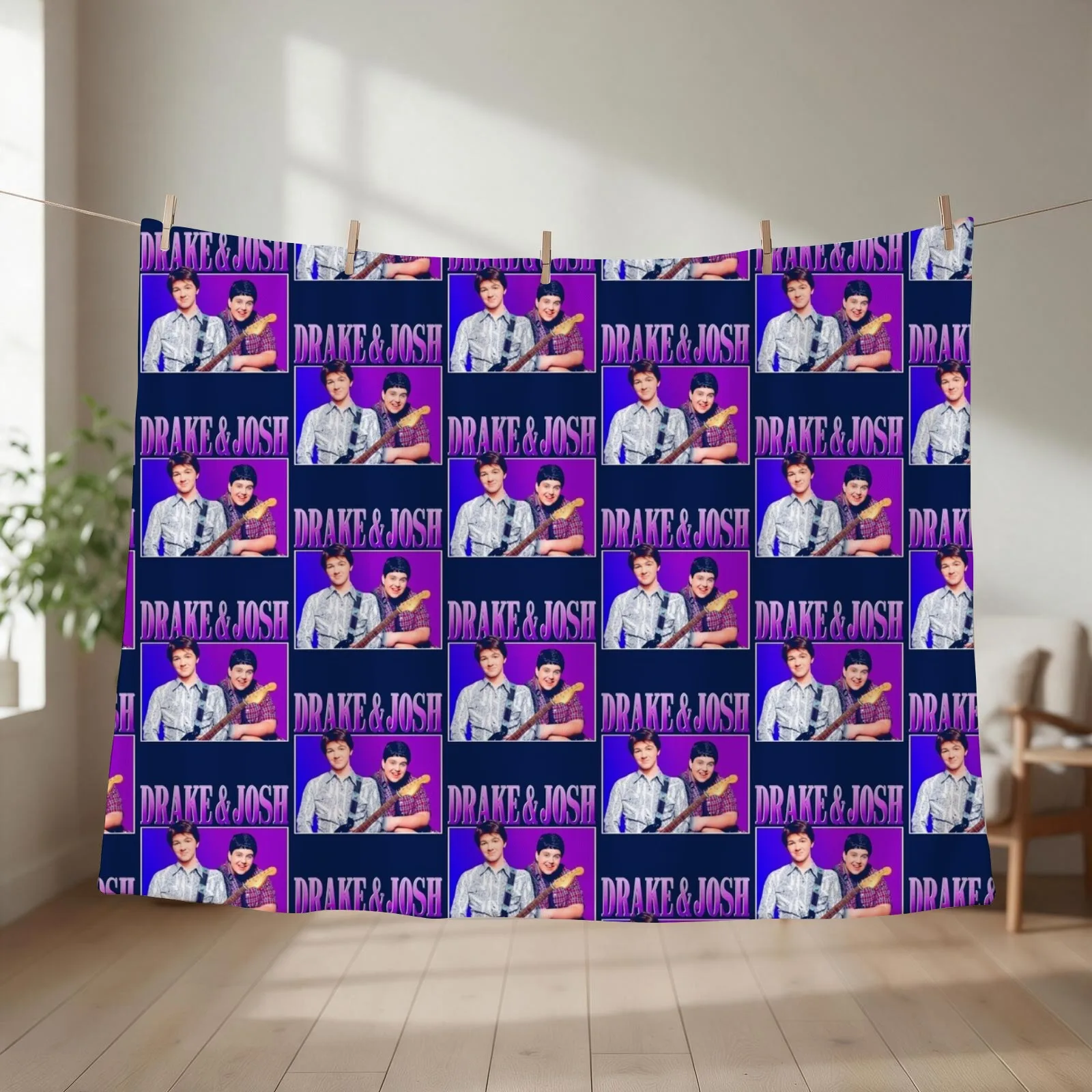 Drake and Josh Throw Blanket Plaid on the sofa Plush wednesday Thins Blankets